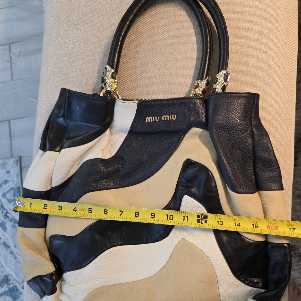 AUTHENTIC PRADA MIU MIU VINTAGE GRANDE SWIRL LEATHER SATCHEL PURSE HANDBAG - Picture 14 of 16